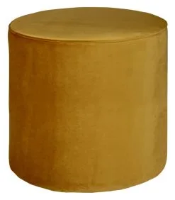 WOOOD Sara Poef Hoog - Fluweel - Oker - 46x46x46