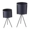 PRESENT TIME Plantenpot Set Pedestal - IJzer Nachtblauw - 29,5x12,5cm & 22x10,5cm