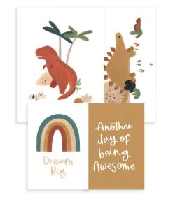 Lilipinso Set Van 4 Kinderposters - Dinosaurs & Co