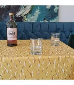 Fleur De Soleil Rond Of Ovaal Gecoat Tafelkleed Gele Golven