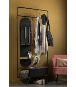 WOOOD Rink Kapstok Met Spiegel - Metaal - Zwart - 188x99x34 8 WOOOD Rink Kapstok Met Spiegel - Metaal - Zwart - 188x99x34 -Meubilair Geschäft 6c7e0cde93f34ea5b924ca5f7a16af6f