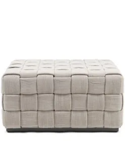 Rivièra Maison Poef - Hocker - Room 48 Voetenbankje XL Mouliné - Linnen - Naturel