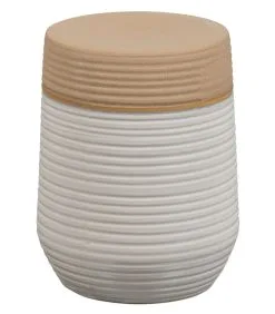 BASICLABEL Bijzettafel Flint - Keramiek - Offwhite/Bruin - 43x33x33