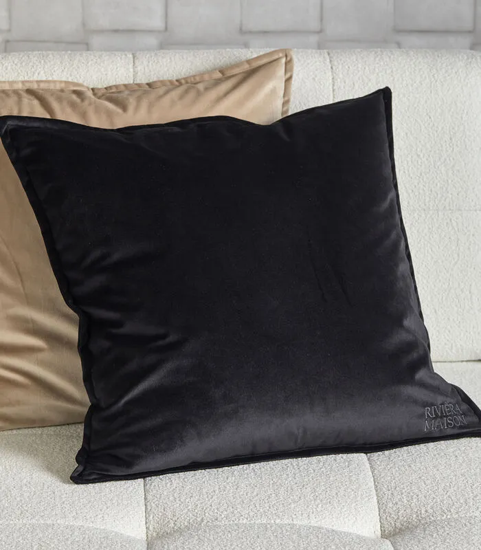 Rivièra Maison Kussensloop RM Velvet Zwart - 60x60 Cm 4 Rivièra Maison Kussensloop RM Velvet Zwart - 60x60 Cm - Image 2