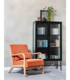 WOOOD Zion Vitrinekast Met Ribglas - Metaal - Zwart - 150x85x38 -Meubilair Geschäft 72ffa1be48924205b4614ab9b981fc53