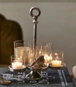 Rivièra Maison Windlichten Voor Binnen - Lisbon Multiple Hurricane S - Zilver - 1 Stuks -Meubilair Geschäft 737de5a44f7d4d5eb904aa4ae4b75617