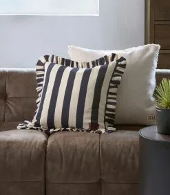 Rivièra Maison Kussenhoes, Kussensloop 50x50, Gestreept, Ruffels - Mountauban - Blauw -Meubilair Geschäft 766757108ce54c6f847af6f35dacbfc7