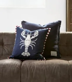 Rivièra Maison Kussenhoes, 50x50, Kreeft, Gestrept - Happy Lobster - Blauw -Meubilair Geschäft 7701be381e91452b88c0950b7ddd789c