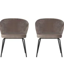BePureHome Admit Eetkamerstoel - Fluweel - Khaki - Set Van 2