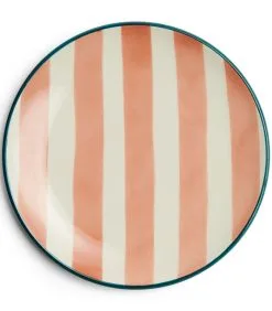 Rivièra Maison Ontbijtbord Gestreept - Ravello - Roze - Keramiek