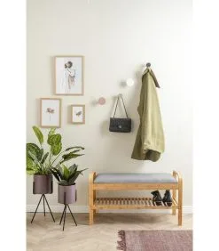 Leitmotiv Bank Arch - Bamboe Met Grijze Stof - 90x33x50cm -Meubilair Geschäft 7ce7b9a87f69404ba09bfb8f0f19095e