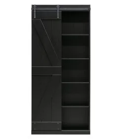 WOOOD Exclusive Exclusive Harris Schuifdeurkast - Grenen - Zwart - 221x100x39