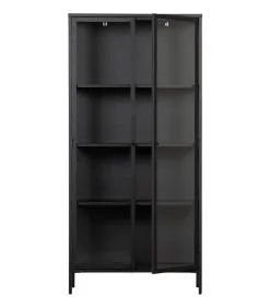VTwonen Precious Vitrinekast - Metaal - Zwart - 190x90x43 -Meubilair Geschäft 7ed66c38e2c64c1ca71bcf0150eec424