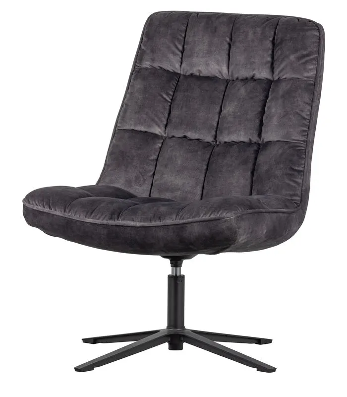 WOOOD Job Draaifauteuil - Velvet - Antraciet - 101x70x85 3 WOOOD Job Draaifauteuil - Velvet - Antraciet - 101x70x85