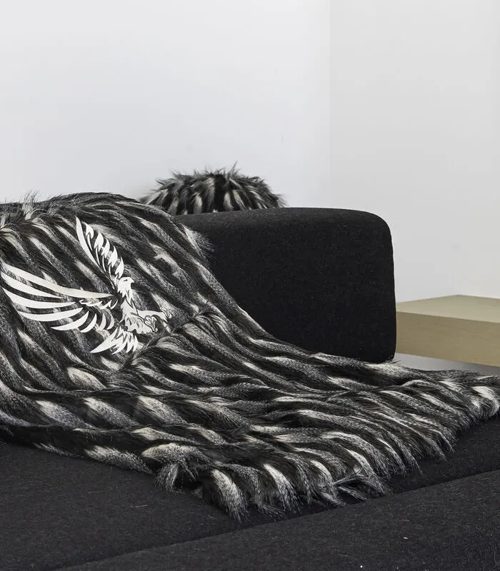 MX HOME Plaid In Zwart Imitatiebont Geborduurd 3 MX HOME Plaid In Zwart Imitatiebont Geborduurd