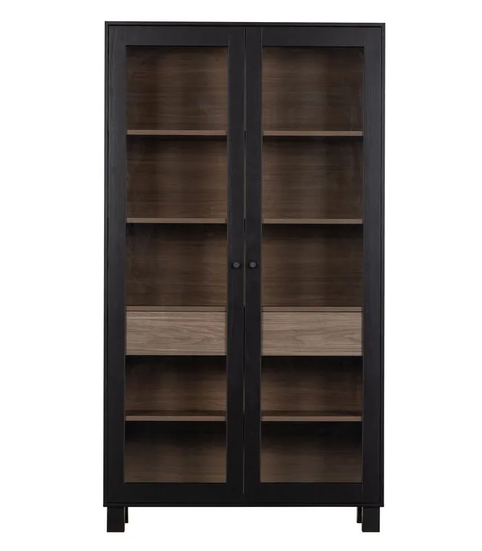 WOOOD Goos 2-deurs Vitrinekast - Grenen - Zwart/Walnoot - 200x110x44 4 WOOOD Goos 2-deurs Vitrinekast - Grenen - Zwart/Walnoot - 200x110x44 - Image 2