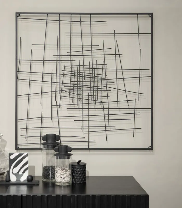 WOOOD Exclusive Exclusive Fidde Wanddeco - Metaal - Zwart - 80x80x3 4 WOOOD Exclusive Exclusive Fidde Wanddeco - Metaal - Zwart - 80x80x3 - Image 2