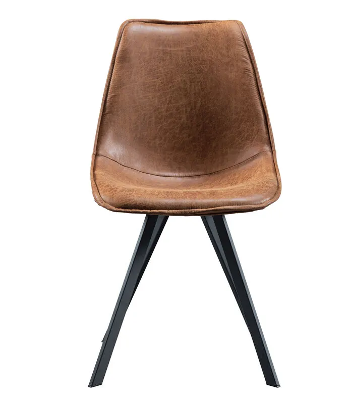 WOOOD Swen Eetkamerstoel - PU - Cognac - Set Van 2 3 WOOOD Swen Eetkamerstoel - PU - Cognac - Set Van 2