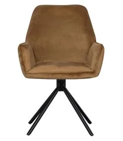 WOOOD Amber Eetkamerstoel - Fluweel - Karamel - Set Van 2