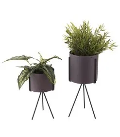 PRESENT TIME Plantenpot Set Pedestal - IJzer Donkerpaars - 29,5x12,5cm & 22x10,5cm -Meubilair Geschäft 8dd81e8eae4441fd822fed5f3611f542