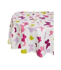 Fleur De Soleil Rond Of Ovaal Gecoat Tafelkleed Papillon Groen/pruim