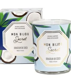 Mon Bijou Secret Geurkaars Kokosnoot Met Zilveren Oorbellen