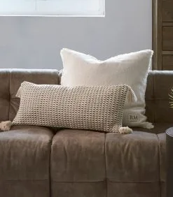 Rivièra Maison Kussenhoes, 70x30, Subtiele Print Met Kwastjes - Punalu 'lu - Wit -Meubilair Geschäft 96c24ed4a2374312b6468992c6950d1d