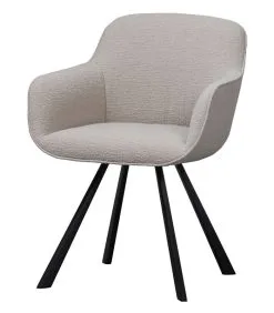 WOOOD Exclusive Juno Eetkamerstoel - Boucle - Zand - 79x58x58