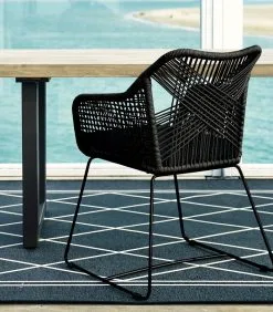 Rivièra Maison Tuinstoel - Draadstoel - Puerto Rico Outdoor Dining Armchair With Cushion - Zwart -Meubilair Geschäft 9a664e6e1c14437ab0851ff288054b5b