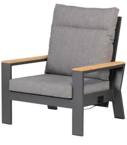 Exotan Verstelbare Tuinstoel Buiten - Aluminium - Antraciet - 93x82x84