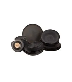 Palmer Serviesset Houston Stoneware 6-persoons 24-delig Zwart Grijs