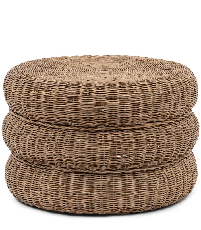 Rivièra Maison Riviera Maison Poef Rond - Rustic Rattan Macaron Voetenbankje - Bruin 3 Rivièra Maison Riviera Maison Poef Rond - Rustic Rattan Macaron Voetenbankje - Bruin