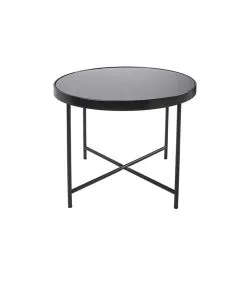 Leitmotiv Salontafel Smooth - Mat Zwart, Zwart Glas Top - 60x46cm