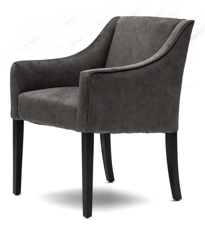 Rivièra Maison Eetkamerstoel Met Armleuning, Zwarte Poten - Savile Row Dining Armchair - Berkshire - Elephant Grijs - 1 Stuk 4 Rivièra Maison Eetkamerstoel Met Armleuning, Zwarte Poten - Savile Row Dining Armchair - Berkshire - Elephant Grijs - 1 Stuk - Image 2