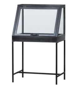 WOOOD Exclusive Dido Glazen Kastje - Hout - Zwart - 109x65x45