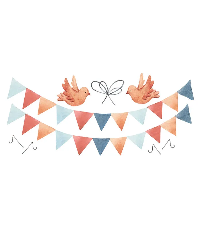 Lilipinso GENTLE FRIENDS Muursticker Kinderkamer - Wimpel En Vogelslinger 55x25cm 3 Lilipinso GENTLE FRIENDS Muursticker Kinderkamer - Wimpel En Vogelslinger 55x25cm