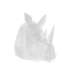 PRESENT TIME Wandhanger Origami Rhino - Polyresin Mat Wit - 21x29,5x27,5cm