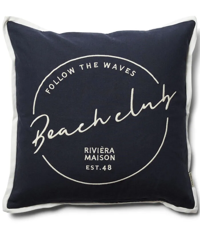 Rivièra Maison Kussenhoes, Kussensloop 50x50, Tekst - Beach Club - Donkerblauw 3 Rivièra Maison Kussenhoes, Kussensloop 50x50, Tekst - Beach Club - Donkerblauw
