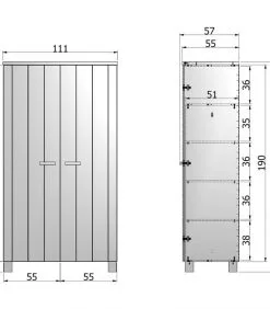WOOOD Dennis Kast - Grenen/Leer - Staal Grijs - 202x111x55 -Meubilair Geschäft a6e3bd45ca564b43ac5694caf350281d