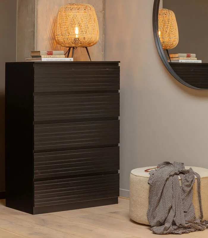 WOOOD Jente Ladekast 5 Lades - Grenen - Zwart - 119,4x83x45.8 4 WOOOD Jente Ladekast 5 Lades - Grenen - Zwart - 119,4x83x45.8 - Image 2