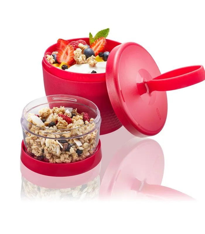 GEFU Snackbox FOODIE, 570 Ml En 185 Ml, Framboosrood 3 GEFU Snackbox FOODIE, 570 Ml En 185 Ml, Framboosrood