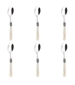 Eme Koffielepel Mona Lisa 14.4 Cm 18/10 Zilver Offwhite 6 Stuk(s)