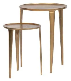 BePureHome Medallion Bijzettafels - Metaal - Antique Brass - Set Van 2