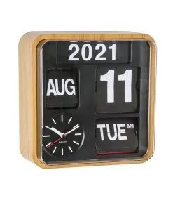 Karlsson Wandklok Mini Flip - Bamboe Behuizing - 24x24x10cm