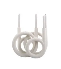 PRESENT TIME Kandelaar Rings - Polyresin - Wit - 38x14,5x30cm -Meubilair Geschäft b5115bfcd99a41a2bb6ec3723b40366a