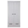 WOOOD Connect Kast 2-Deurs Met Lade - Grenen - Betongrijs - 195x94x53 -Meubilair Geschäft b5341ad116b248928f199c7a731e4f73