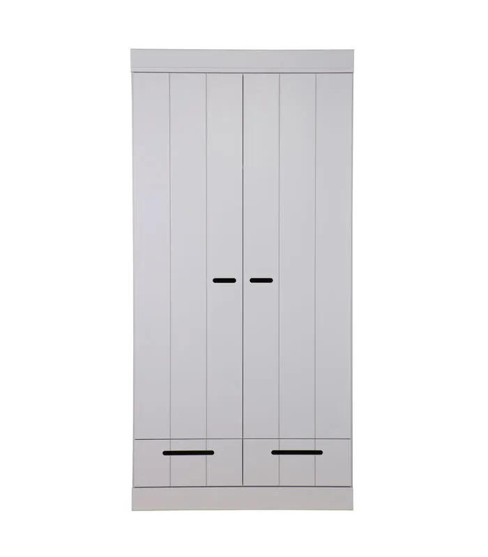 WOOOD Connect Kast 2-Deurs Met Lade - Grenen - Betongrijs - 195x94x53 3 WOOOD Connect Kast 2-Deurs Met Lade - Grenen - Betongrijs - 195x94x53