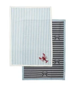 Rivièra Maison Theedoeken Set Van 2, Streep Patroon - Nautic - Blauw