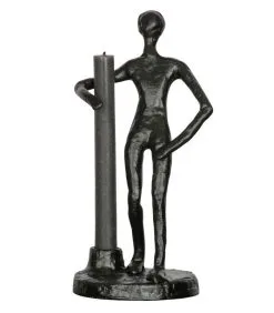 WOOOD Exclusive Exclusive Mattie Kaarsenhouder - Metaal - Zwart - 26x13x12