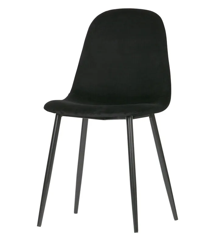 WOOOD Marije Eetkamerstoel - Velvet - Zwart - Set Van 2 4 WOOOD Marije Eetkamerstoel - Velvet - Zwart - Set Van 2 - Image 2